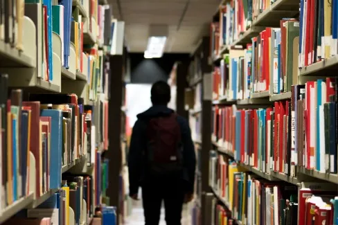 A library bookshelf