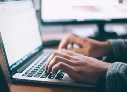 A student taking an online course